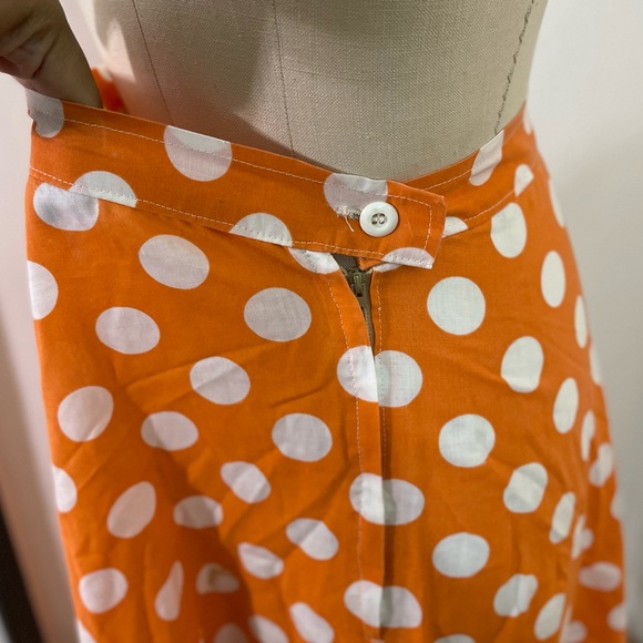 Vintage Polka Dots Orange and White Circle Skirt - Picture 11 of 11